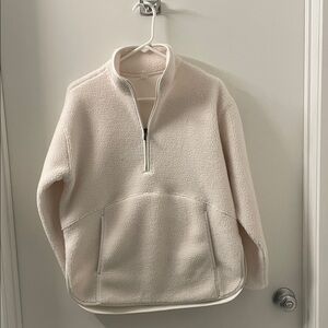 Zella Cream Snowday Faux Shearling Quarter Zip Pullover. Never worn!
